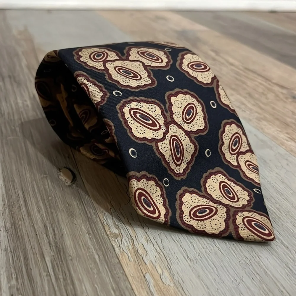 GIVENCHY Monsieur Vintage Men’s Neck Tie 100% Silk GRAPHIC Black Tan  Tie
